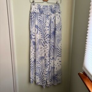 Caribbean Joe blue Wide Leg palazzo Pants Tropical size L